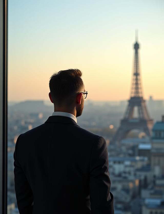 Executive leader overlooking Paris skyline